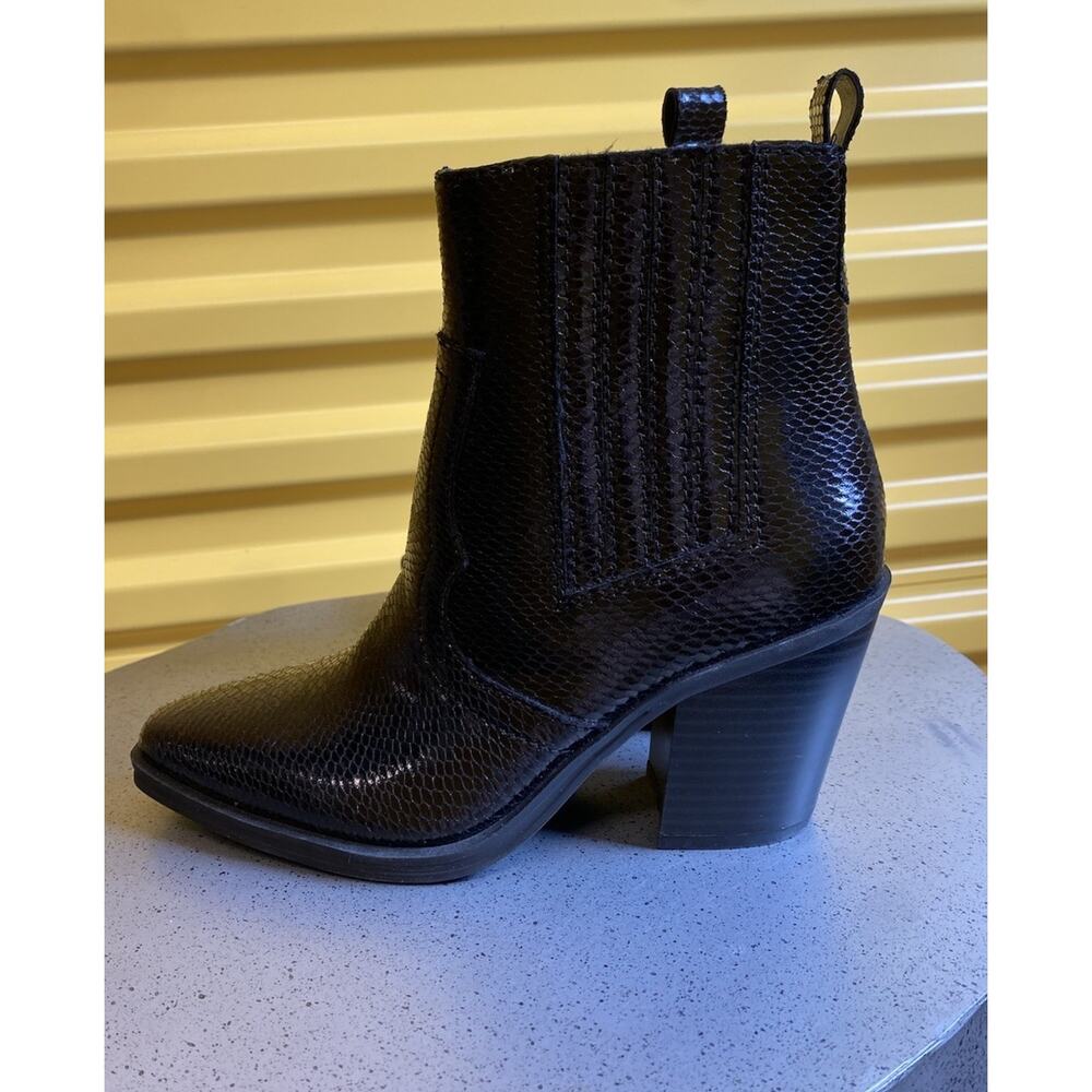 Mix No. 6 Boots 6M “Evylin” Bootie Western Cowboy Faux Leather Black Snakeskin